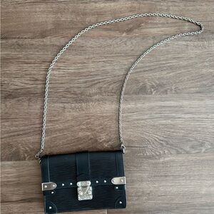 Louis Vuitton Black Crossbody Bag with Silver Accents
